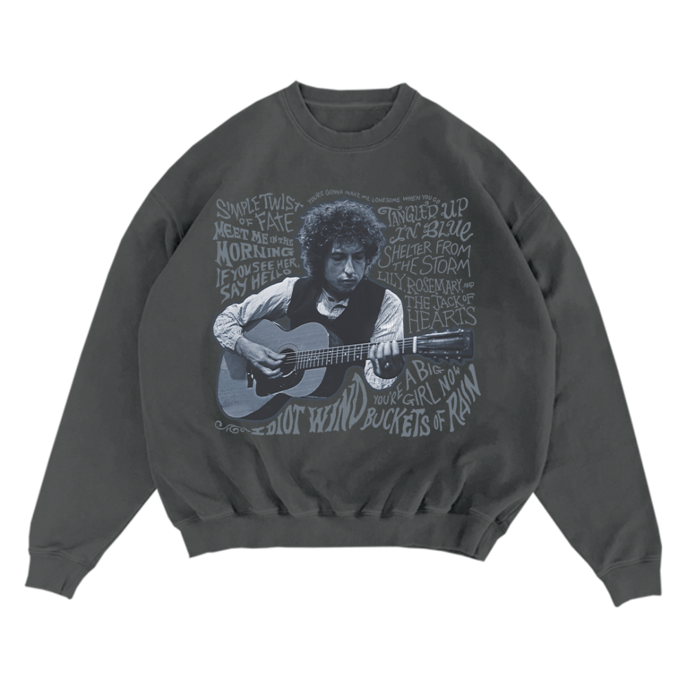 Blood On The Tracks Song Titles Crew Neck Sweatshirt Front